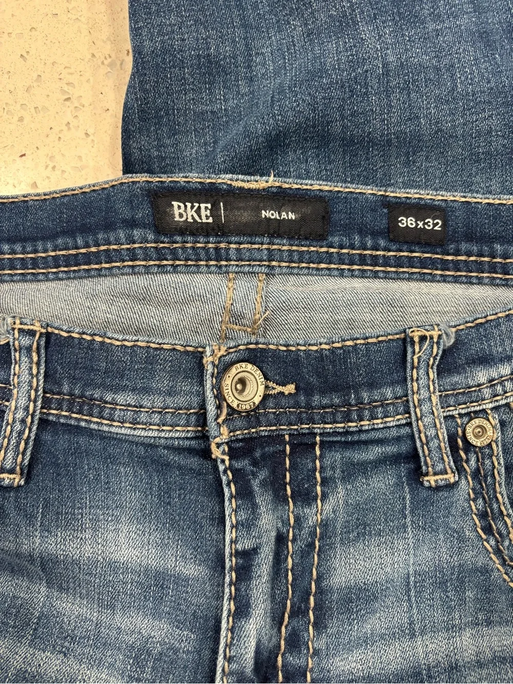 BKE Men's Straight Jeans - Medium Blue Wash Nolan style 36x32